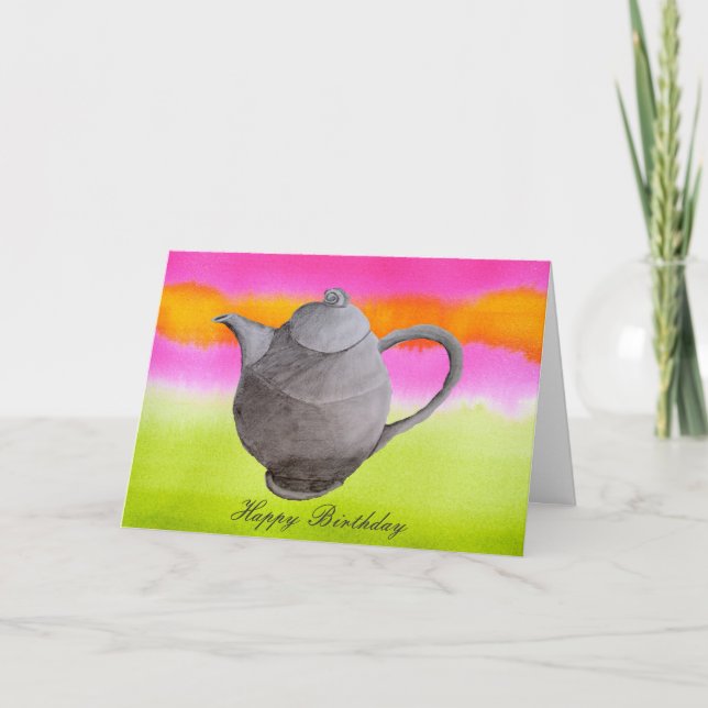 Carte Rainbow Teapot fête du thé de l'art (Devant)