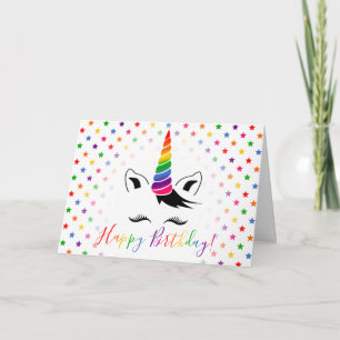 Carte Rainbow Unicorn Joyeux anniversaire