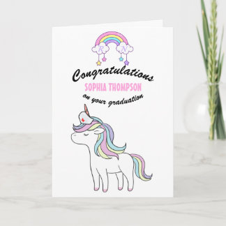 Carte Rainbow Unicorn Nurse Graduation Félicitations