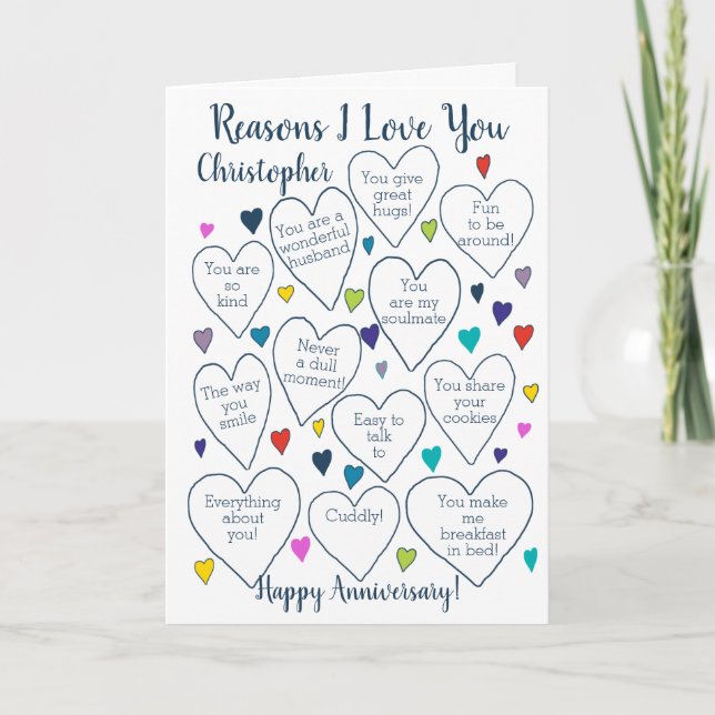 Carte Raisons Anniversaires Je Vous Aime Personnalisé (Devant)