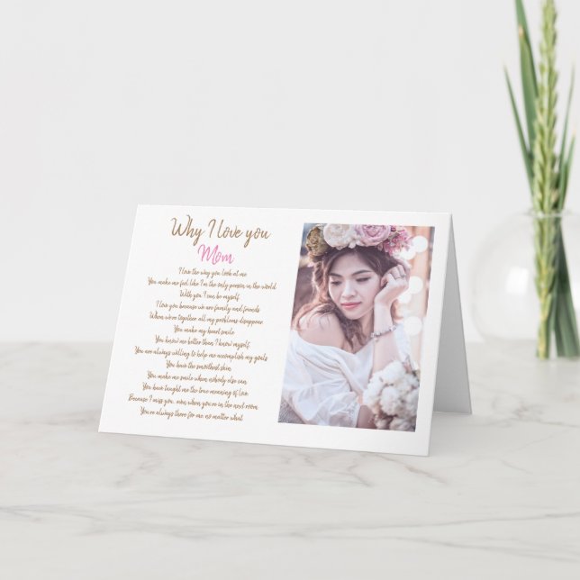 Carte raisons pour lesquelles je t'aime avec photo (Devant)