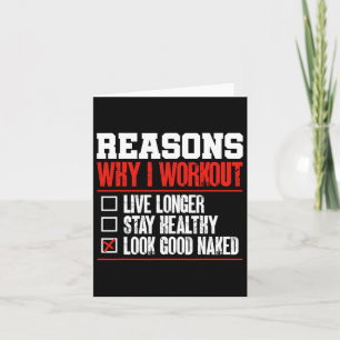 Carte Raisons pour lesquelles je travaille Gym Bodybuild