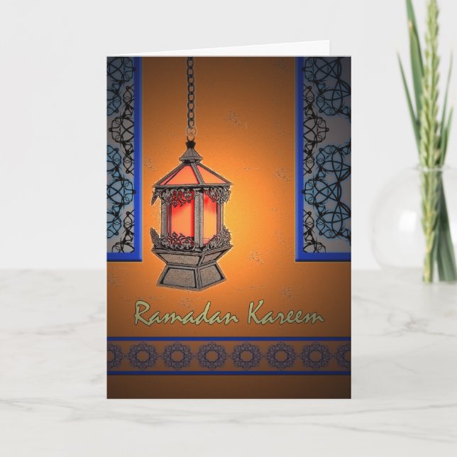 Carte Ramadan Kareem, Fanoos et Fenêtres Filigree (Devant)