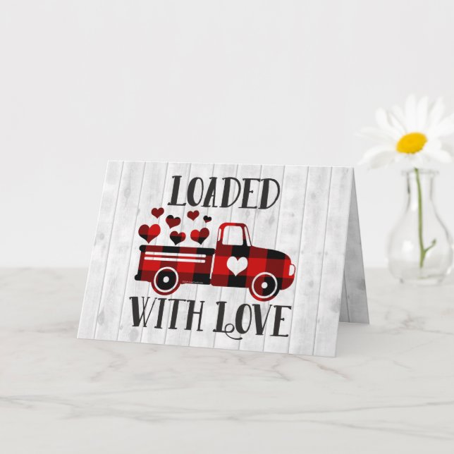Carte Ramassage Camion Buffalo Plaid Coeur Saint-Valenti (Petite plante)