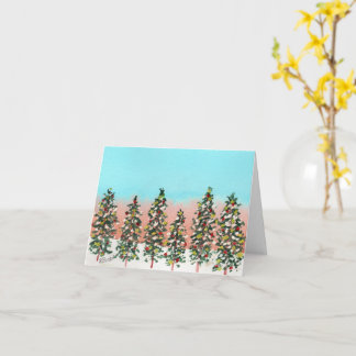 Carte Rangée pré-aube d'arbres de Noël colorés