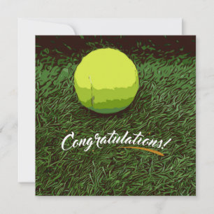 Carte Raquette de tennis et balle sur les félicitations