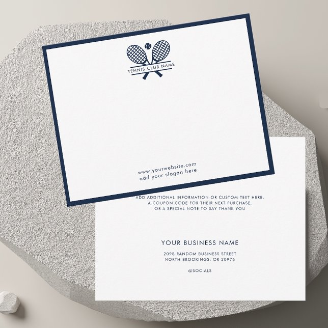 Carte Raquettes de tennis Icon Club Nom Marine Bleu Fron (Tennis Rackets Icon Club Name Navy Blue Borders)