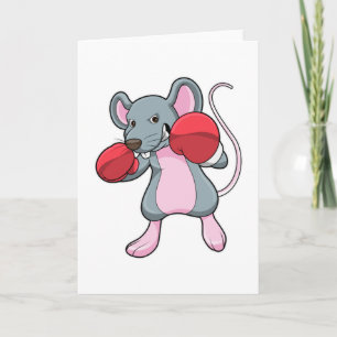 Carte Rat à la boxe avec gants de boxe