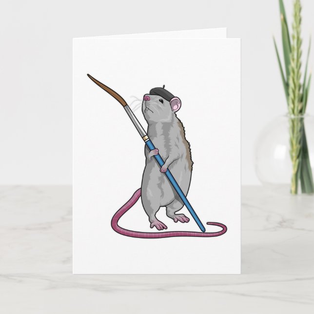 Carte Rat comme Peintre avec pinceau (Devant)