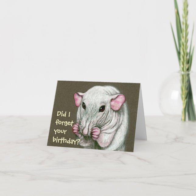 Carte Rat sans cheveux, Oubliez Anniversaire ? (Devant)