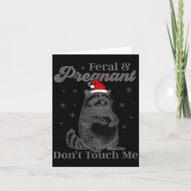 Carte Raton laveur de Noël drôle férocé et enceinte ne t (Devant)
