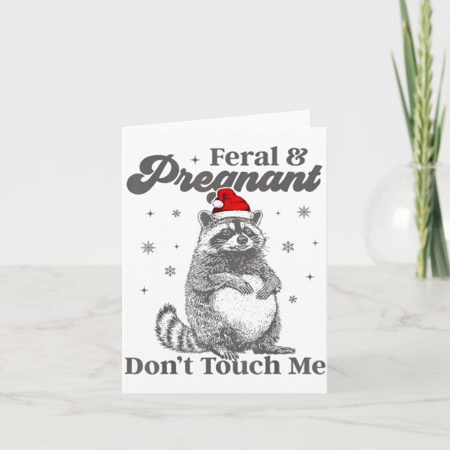 Carte Raton Laveur De Noël Mignon Féroce Et Enceinte Ne  (Devant)