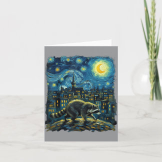 Carte Raton laveur Peint La Nuit Étoilée Artiste D'art