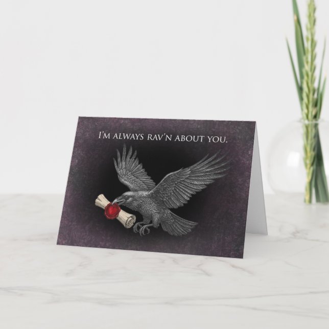 Carte Raven Love Messenger Gothic Dark Valentine Love  (Devant)