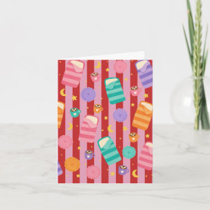 Carte rayée rose et rouge avec motif de soirée pyj