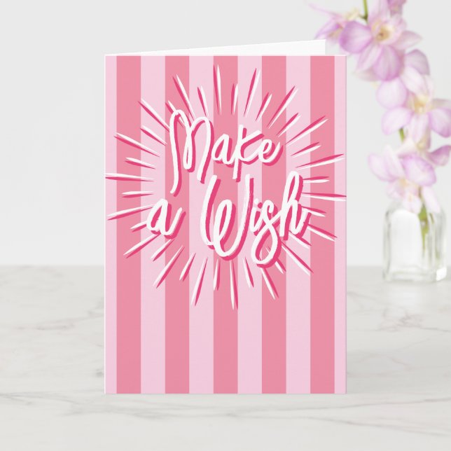 Carte Rayures de cabane "Faites un vœu" en éclat rose (Orchidée)