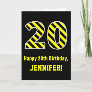 Carte Rayures noires et jaunes "20" ; 20e anniversaire +