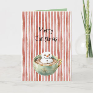 Carte Rayures rouges Noël Marshmallow Happy dans le caca
