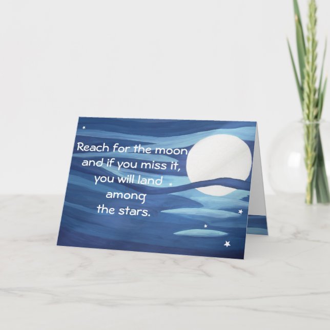Carte Reach for the Moon Stars Art Citation Inspiration (Devant)