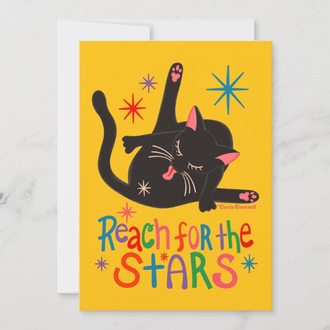 Carte Reach for the Stars Funny Cat Butt Pun (Devant)