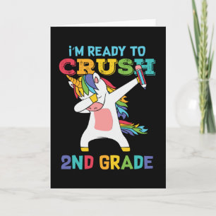 Carte Ready Crush 2e année de retour école Unicorn Dabbi