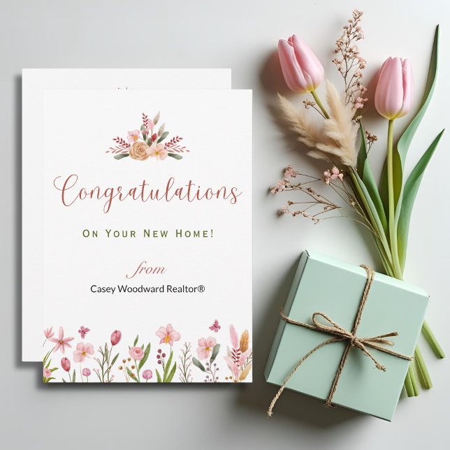 Carte Realtor Félicitations Fleurs Personnalisées (Créateur téléchargé)