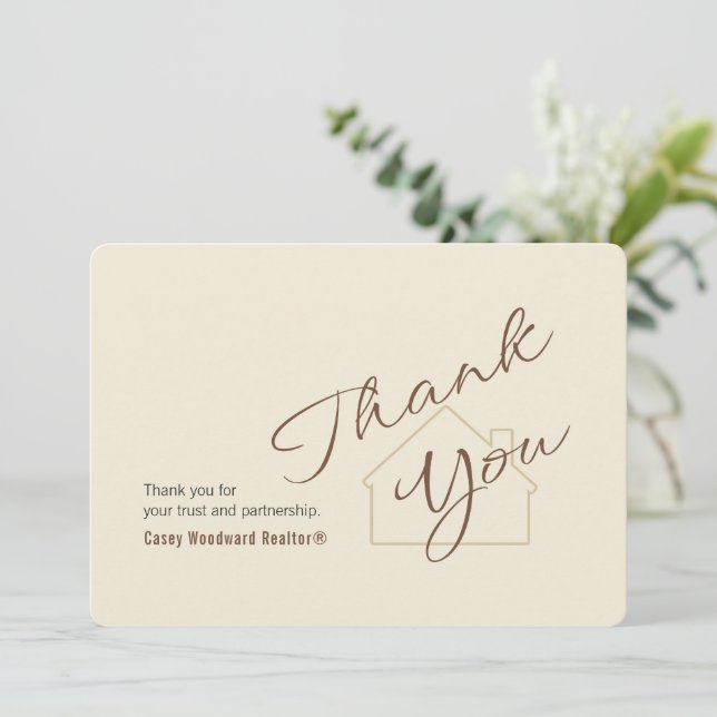 Carte Realtor to Clients | Minimalist Script Thank You  (Debout devant)