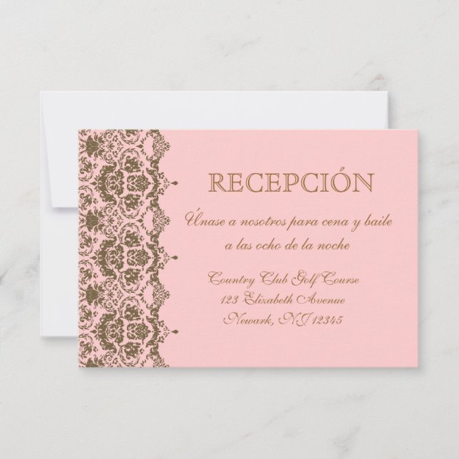 Carte Recepción de Boda tarjeta en espanol (Devant)