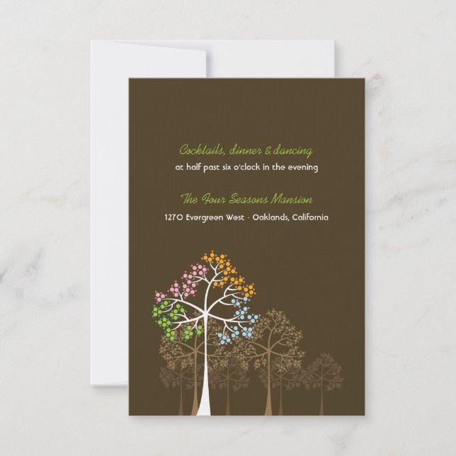 Carte Réception Mariage Forêt Four Seasons Trees (Devant)