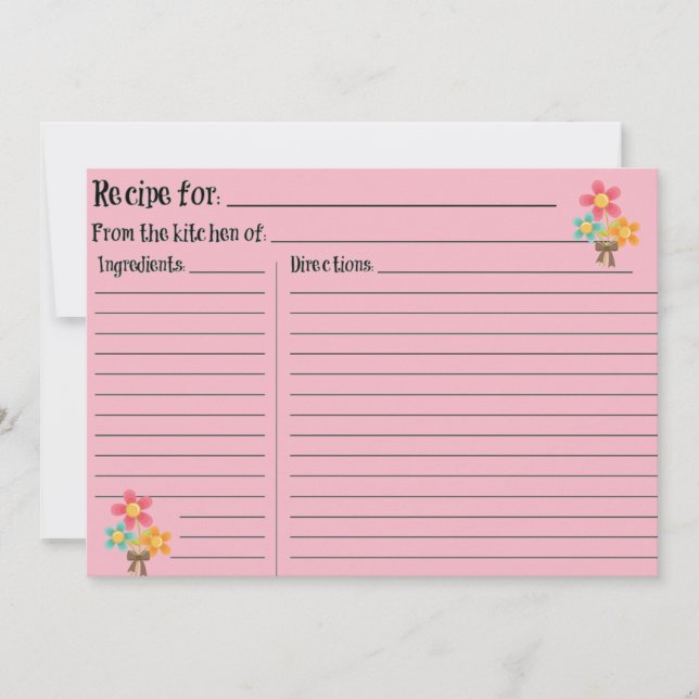 Carte Recette blanche rose (Devant)