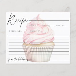 Carte Recette Cupcake Aquarelle Rose