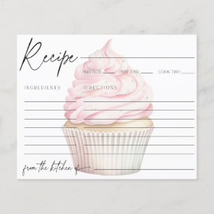 Carte Recette Cupcake Aquarelle Rose