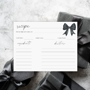 Carte Recette de baby shower au nœud noir