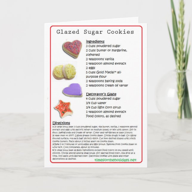 Carte Recette de biscuits de sucre glacé (Devant)