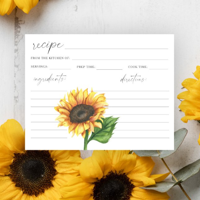 Carte Recette de douche nuptiale de tournesol (Créateur téléchargé)