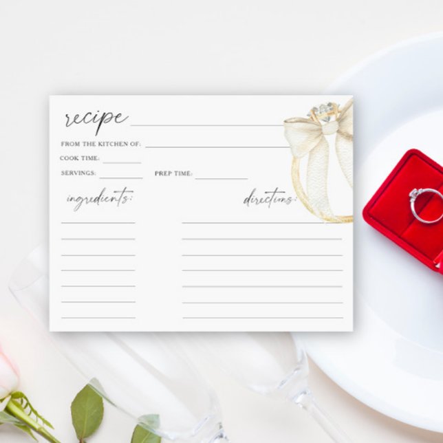 Carte Recette de douche nuptiale Diamond Ring et Bow (Créateur téléchargé)