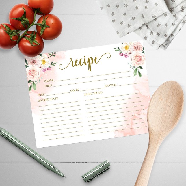 Carte Recette de Fête des mariées d'or florale rose (Créateur téléchargé)