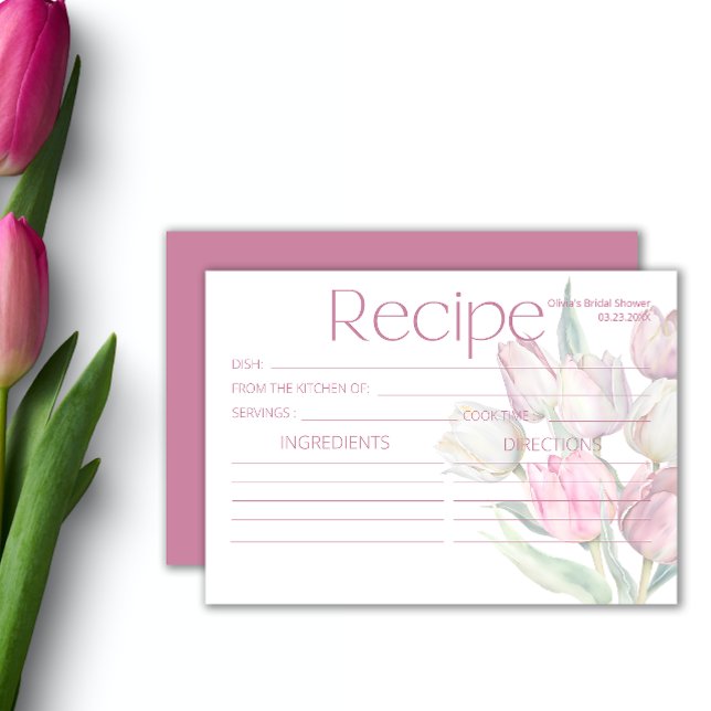 Carte Recette de tulipes rose-printemps blanc (Créateur téléchargé)