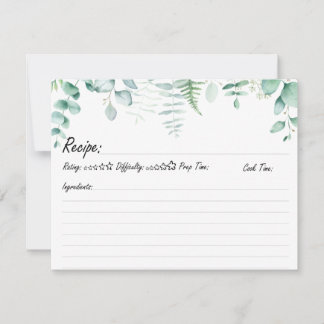 Carte Recette familiale personnalisée Eucalyptus Moderne