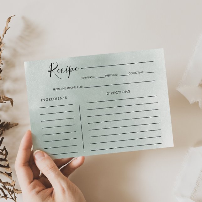 Carte Recette Fête des mariées blanche verte Calli (Créateur téléchargé)