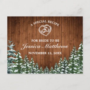 Carte Recette Fête des mariées bois neige et pin d