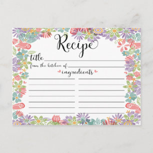 Carte Recette Fête des mariées Cadre Floral Cute