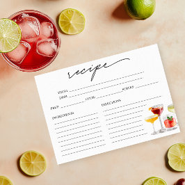 Carte Recette Fête des mariées Cocktail Cute