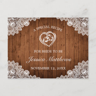 Carte Recette Fête des mariées en bois rustique et
