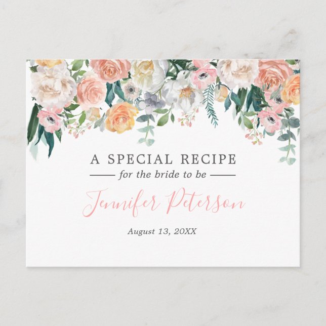 Carte Recette Fête des mariées Florale Jardin Roma (Devant)