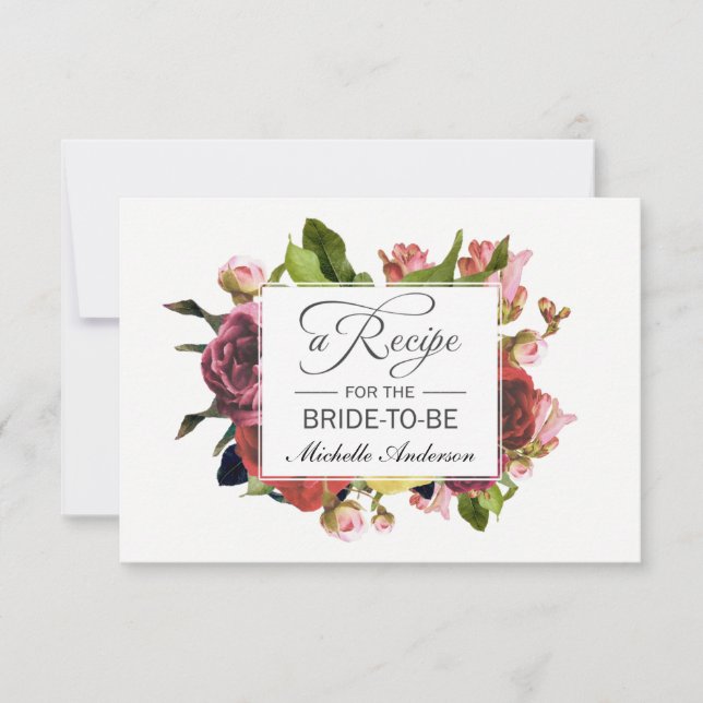 Carte Recette Florale Bouquet Rose (Devant)