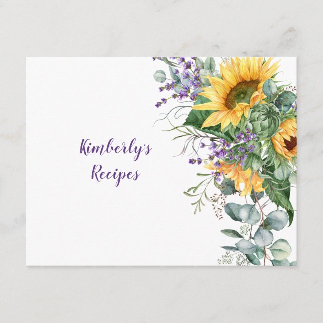 Carte Recette florale de tournesol, d'eucalyptus et de l (Devant)