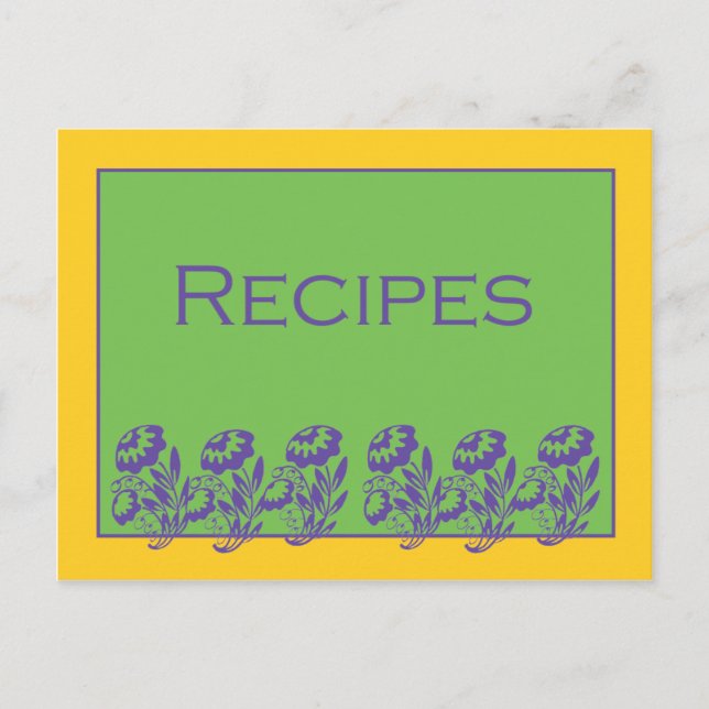 Carte Recette Florale jaune vert (Devant)