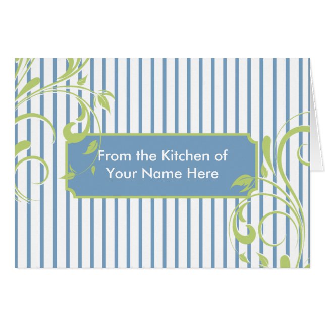 Carte Recette personnalisée Bleu et Vert (Devant Horizontal)