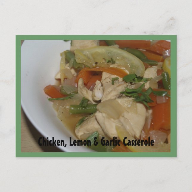 Carte Recette Poulet, Citron & Ail Casserole Recet (Devant)